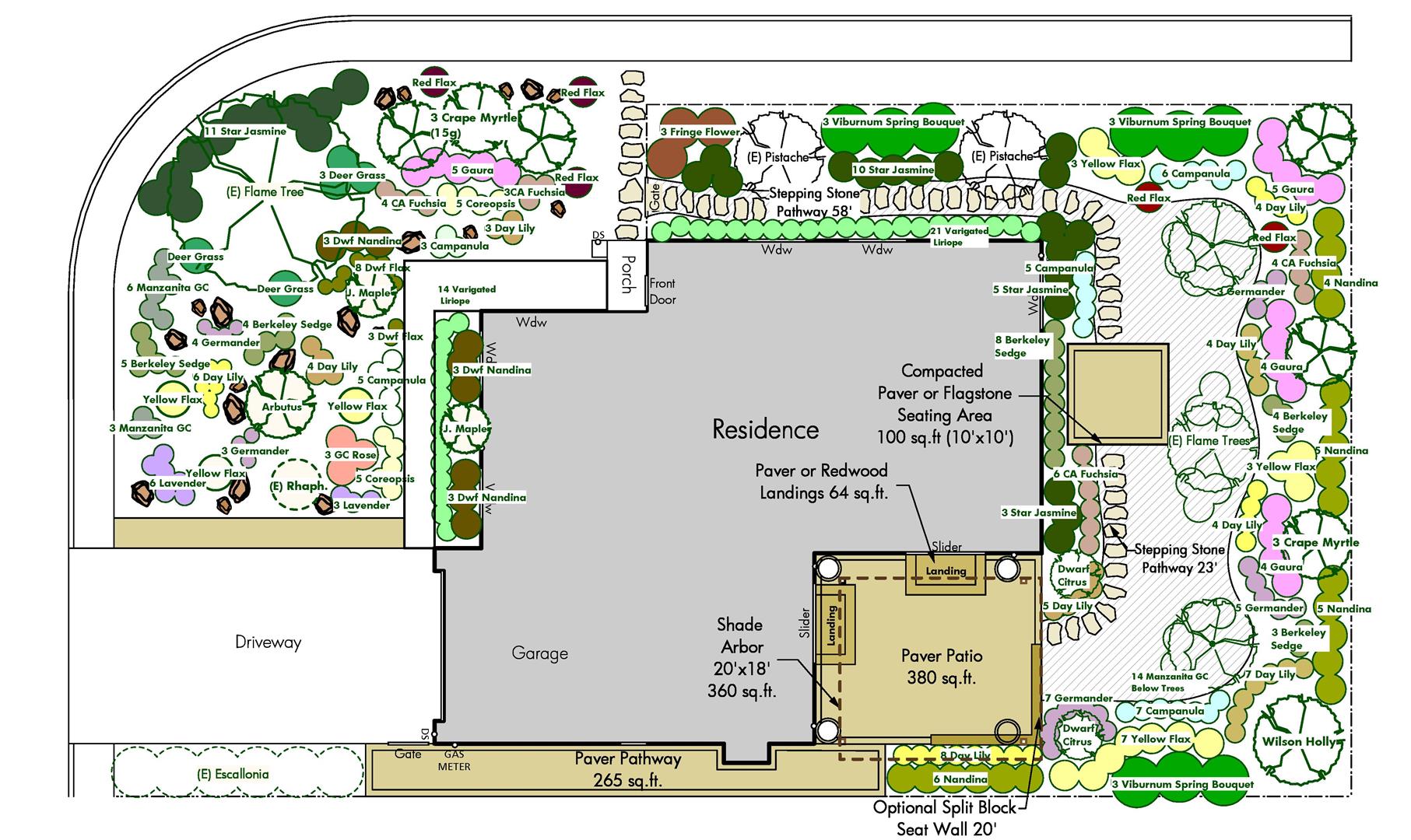 Front and Back Yard Planting Plan Layout for Large Corner Lot New ...